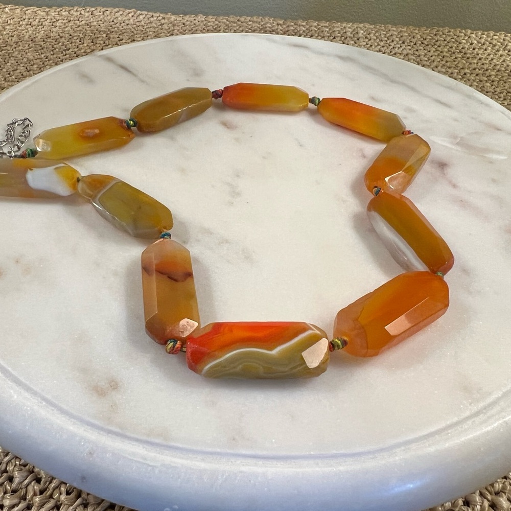 Orange Agate Beaded Necklace